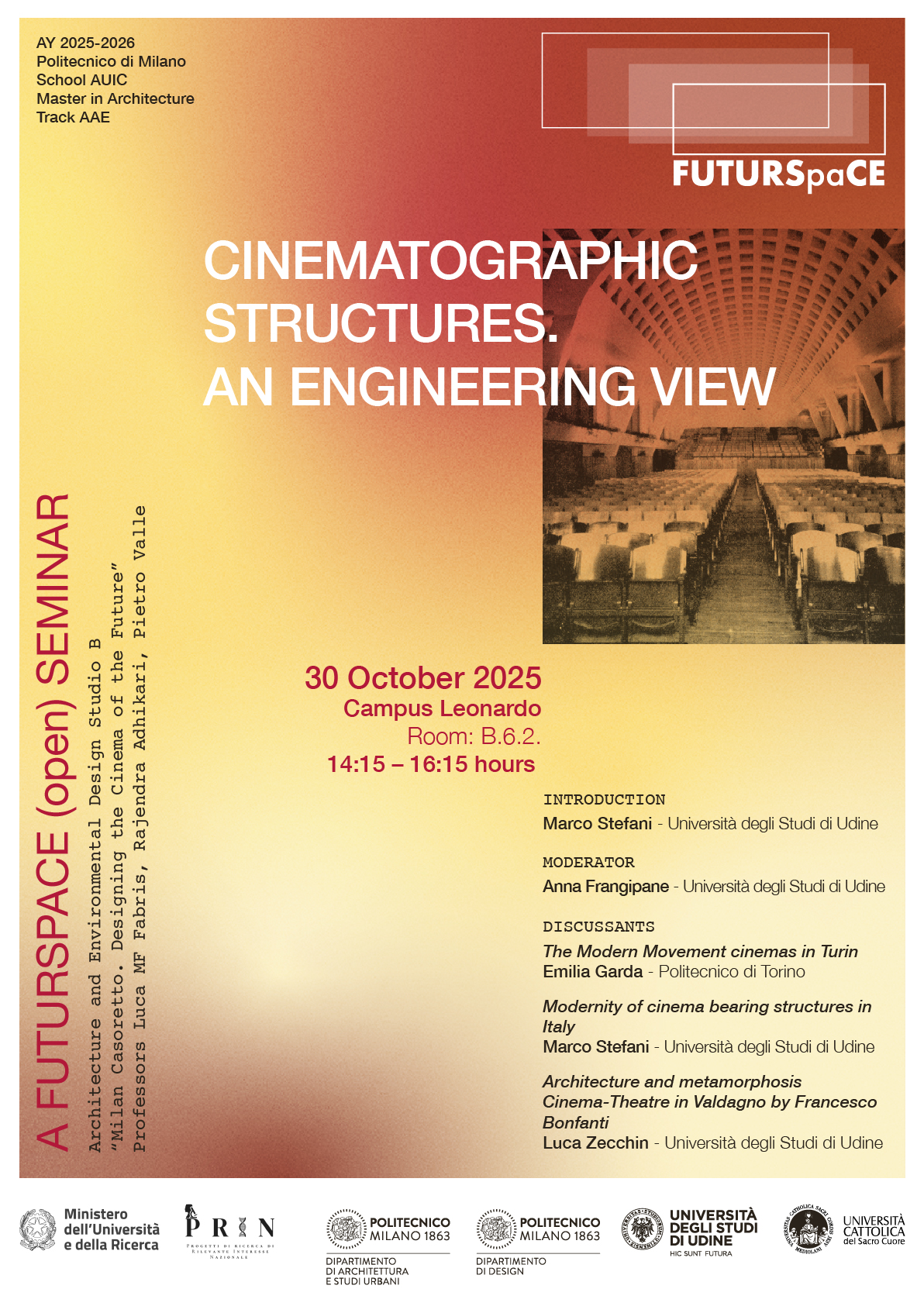 Flyer of the seminar Cinematographic structures: an engineering view